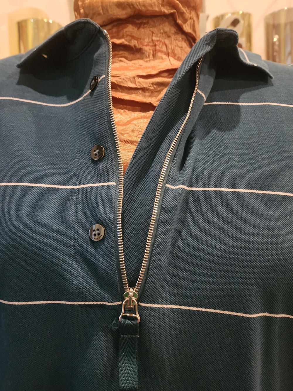 Lacoste Sport Polo Dress Size 38 Blue Striped Zip Neck